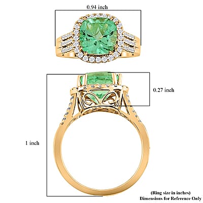 One Of A Kind Iliana AAA Boyaca Colombian Emerald and G-H SI Diamond 4.15 ctw Ring in 18K Yellow Gold (Size 7.0) 6 Grams