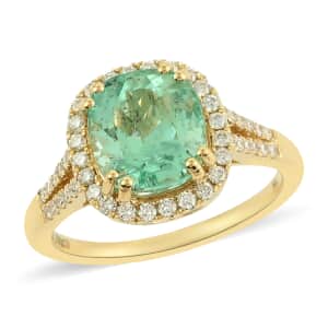 One Of A Kind Iliana 18K Yellow Gold AAA Boyaca Colombian Emerald and G-H SI Diamond Ring (Size 7.0) 4 Grams 3.45 ctw