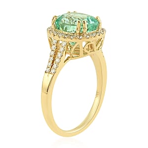 One Of A Kind Iliana 18K Yellow Gold AAA Boyaca Colombian Emerald and G-H SI Diamond Ring (Size 7.0) 4 Grams 3.45 ctw