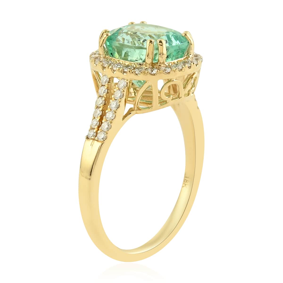One Of A Kind Iliana 18K Yellow Gold AAA Boyaca Colombian Emerald and G-H SI Diamond Ring (Size 7.0) 4 Grams 3.45 ctw image number 2