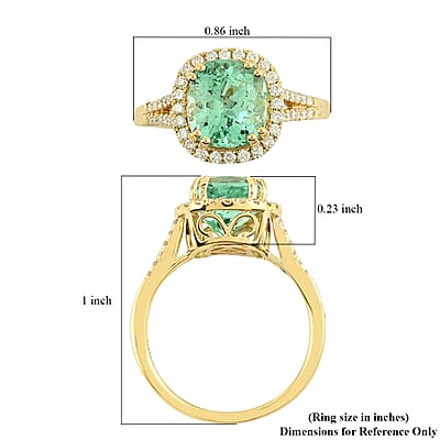 One Of A Kind Iliana 18K Yellow Gold AAA Boyaca Colombian Emerald and G-H SI Diamond Ring (Size 7.0) 4 Grams 3.45 ctw