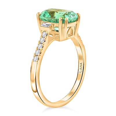 One of a Kind Iliana AAA Boyaca Colombian Emerald and G-H SI Diamond 2.80 ctw Ring in 18K Yellow Gold (Size 7.0) 3.35 Grams