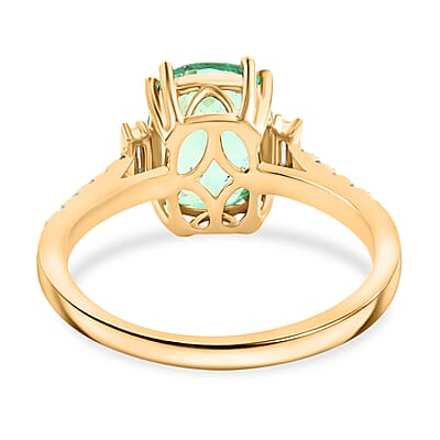 One of a Kind Iliana AAA Boyaca Colombian Emerald and G-H SI Diamond 2.80 ctw Ring in 18K Yellow Gold (Size 7.0) 3.35 Grams
