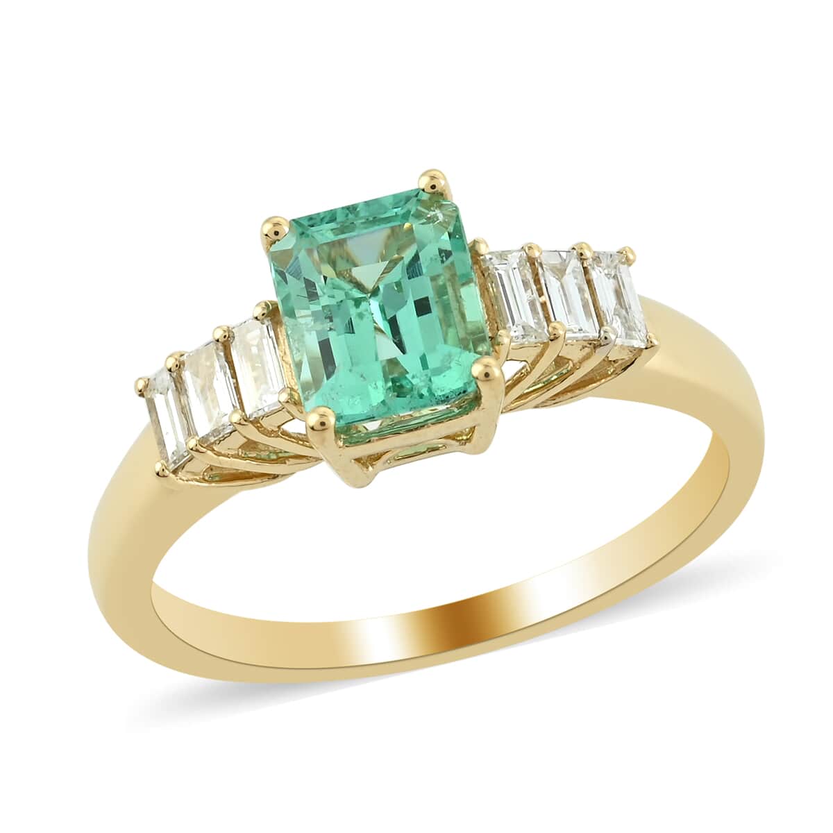 ILIANA AAA Boyaca Colombian Emerald and Diamond G-H SI Solitaire Ring in 18K Yellow Gold 4 Grams 1.50 ctw image number 0