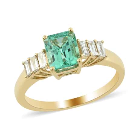 ILIANA 18K Yellow Gold AAA Colombian Emerald and G-H SI Diamond Solitaire Ring (Size 6.0) 4 Grams 1.50 ctw image number 0