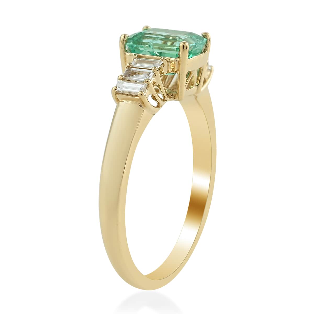 ILIANA AAA Boyaca Colombian Emerald and Diamond G-H SI Solitaire Ring in 18K Yellow Gold 4 Grams 1.50 ctw image number 2