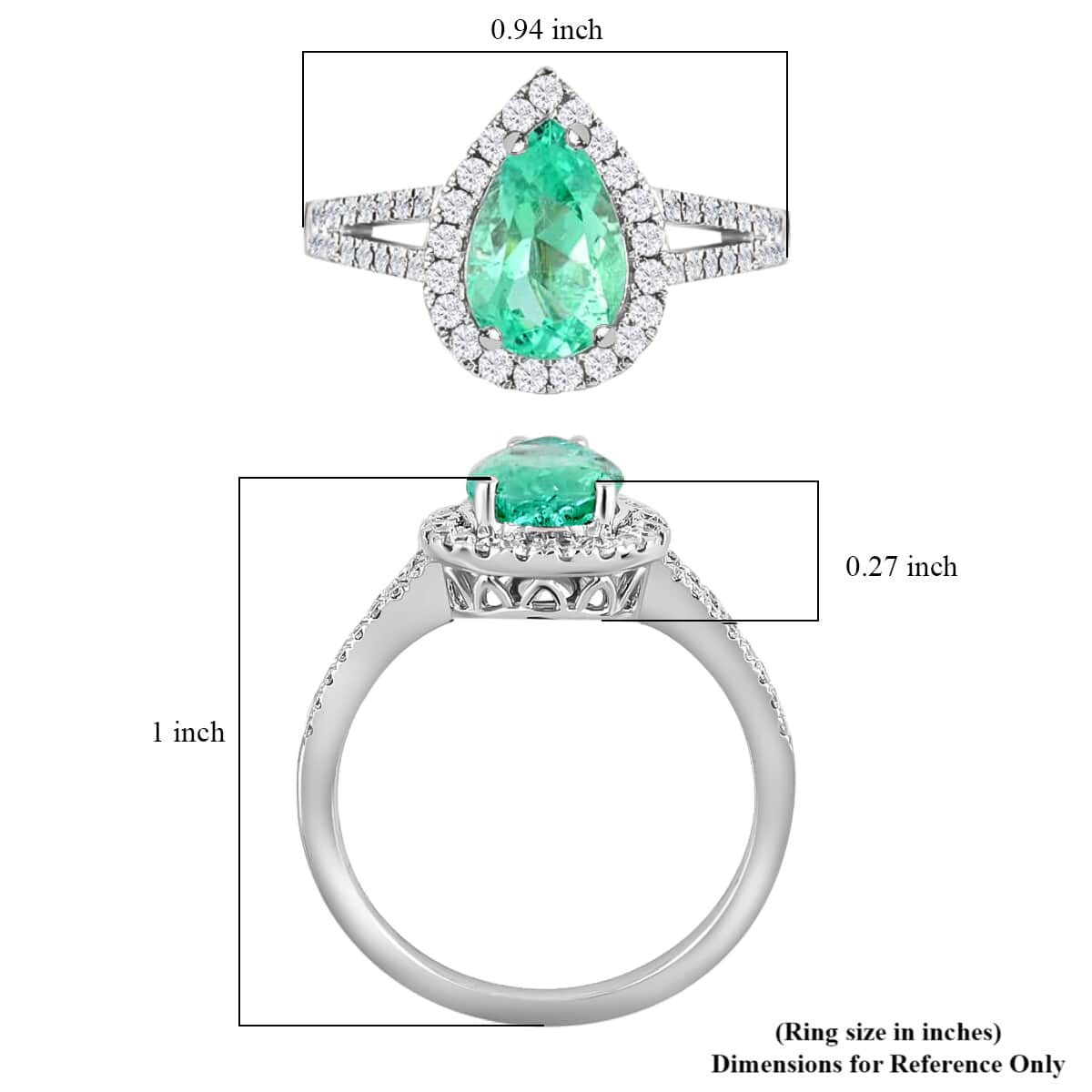 RHAPSODY AAAA Boyaca Colombian Emerald and Diamond E-F VS Split Shank Ring in 950 Platinum 6 Grams 2.05 ctw image number 4