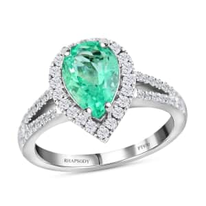 Rhapsody 950 Platinum AAAA Boyaca Colombian Emerald and E-F VS Diamond Split Shank Ring (Size 9.0) 6 Grams 2.00 ctw