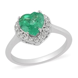 Rhapsody AAAA Boyaca Colombian Emerald and E-F VS Diamond 1.60 ctw Ring in 950 Platinum (Size 7.0) 4.80 Grams