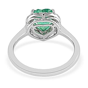 Rhapsody AAAA Boyaca Colombian Emerald and E-F VS Diamond 1.60 ctw Ring in 950 Platinum (Size 7.0) 4.80 Grams