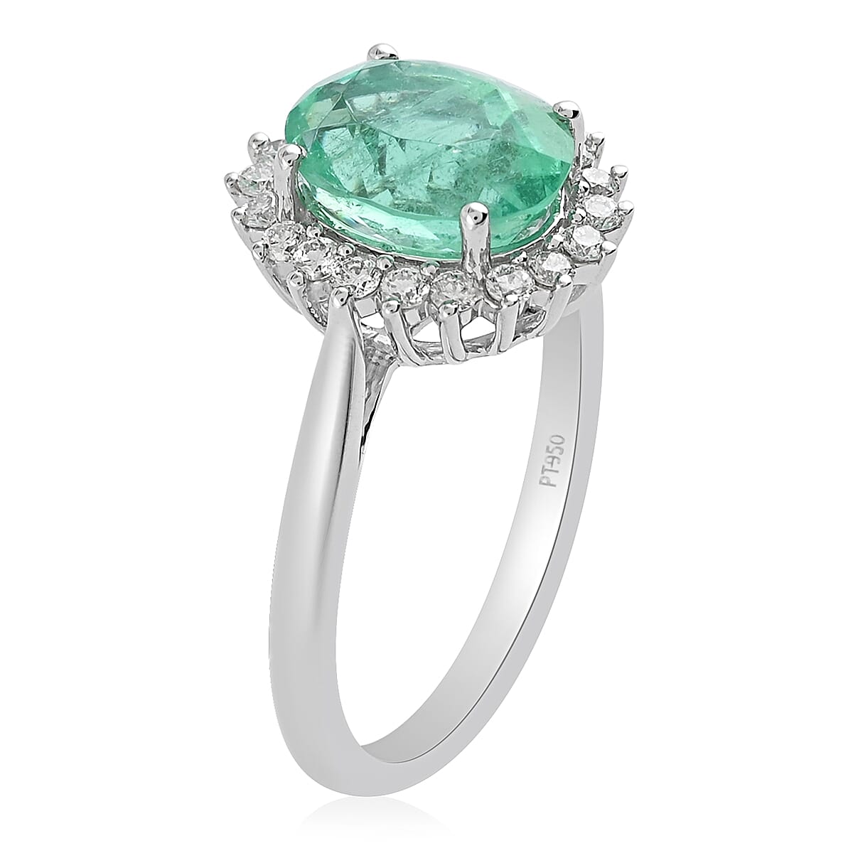 Rhapsody 950 Platinum AAAA Boyaca Colombian Emerald and Diamond E-F VS Ring (Size 7.0) 5.35 Grams 2.90 ctw image number 2