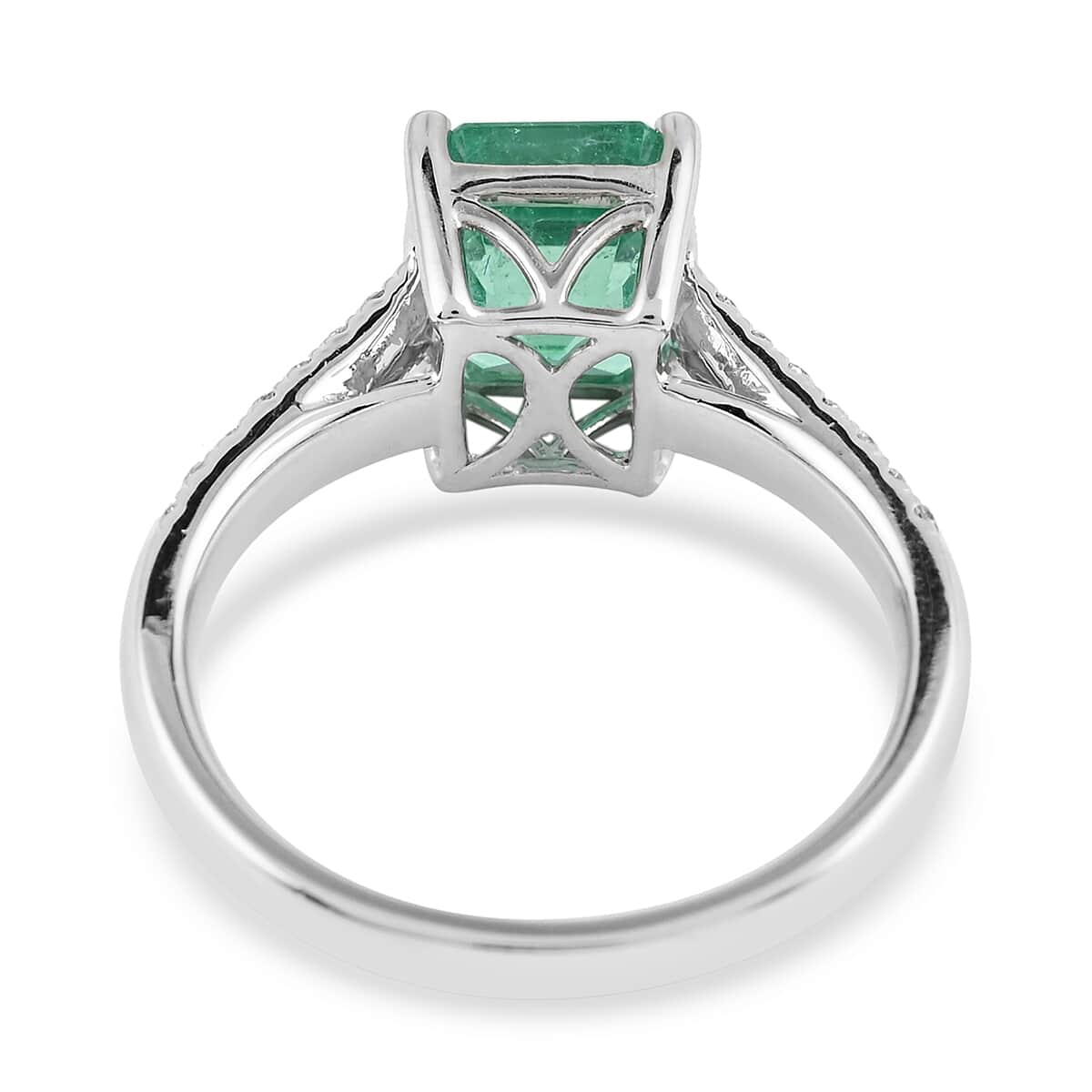 RHAPSODY 950 Platinum AAAA Boyaca Colombian Emerald and E-F VS Diamond Ring (Size 8.0) 5.65 Grams 2.80 ctw image number 3
