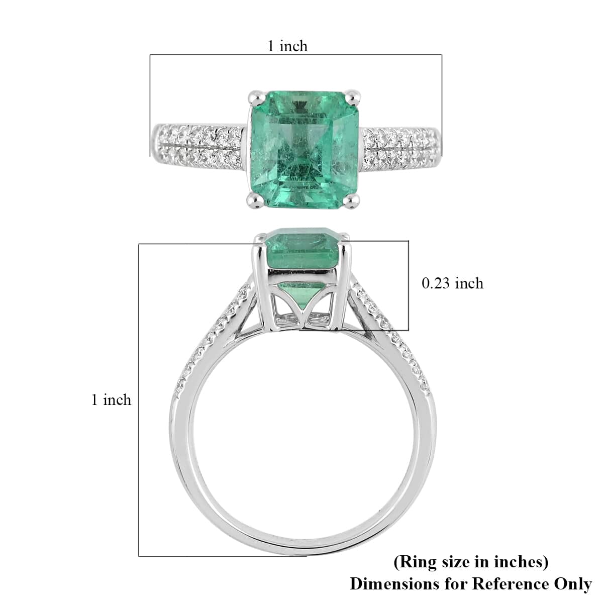 RHAPSODY 950 Platinum AAAA Boyaca Colombian Emerald and E-F VS Diamond Ring (Size 8.0) 5.65 Grams 2.80 ctw image number 4