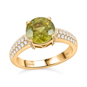 Iliana 18K Yellow Gold AAA Sava Sphene and G-H SI Diamond Ring (Size 6.0) 5.20 Grams 3.00 ctw