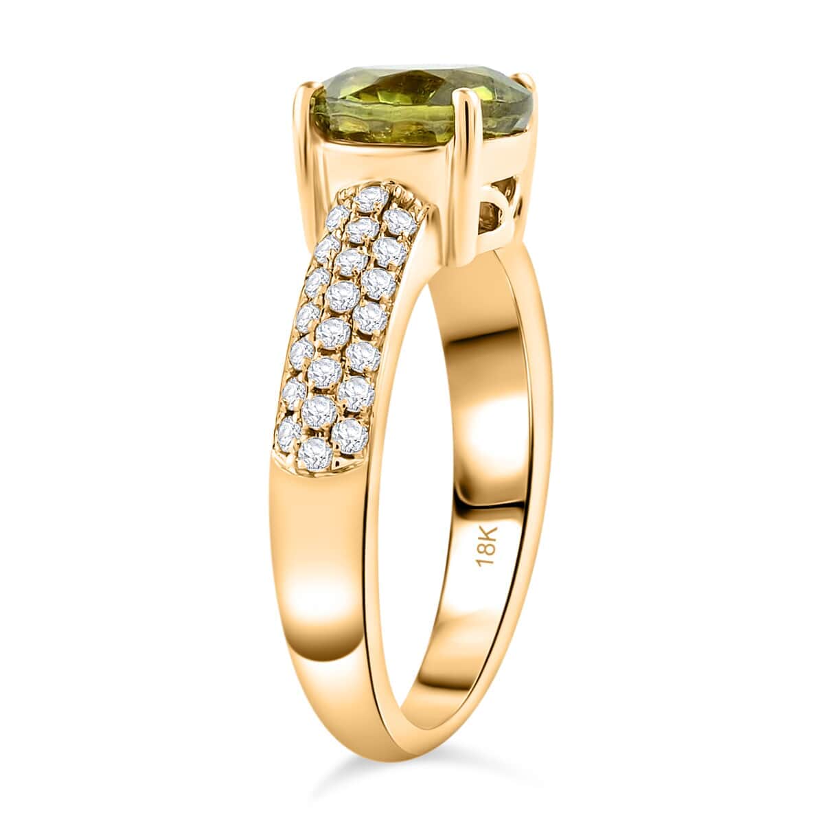 Iliana 18K Yellow Gold AAA Sava Sphene and G-H SI Diamond Ring (Size 6.0) 5.20 Grams 3.00 ctw image number 2
