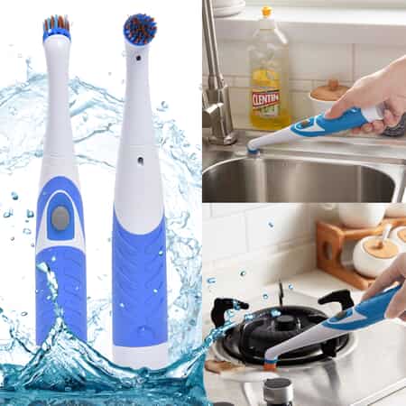 White Electric Household Handheld Cleaner Battery Operated High-speed Cleaning Brush (4xAA Batteries Not Included) image number 1