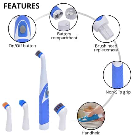 White Electric Household Handheld Cleaner Battery Operated High-speed Cleaning Brush (4xAA Batteries Not Included) image number 2