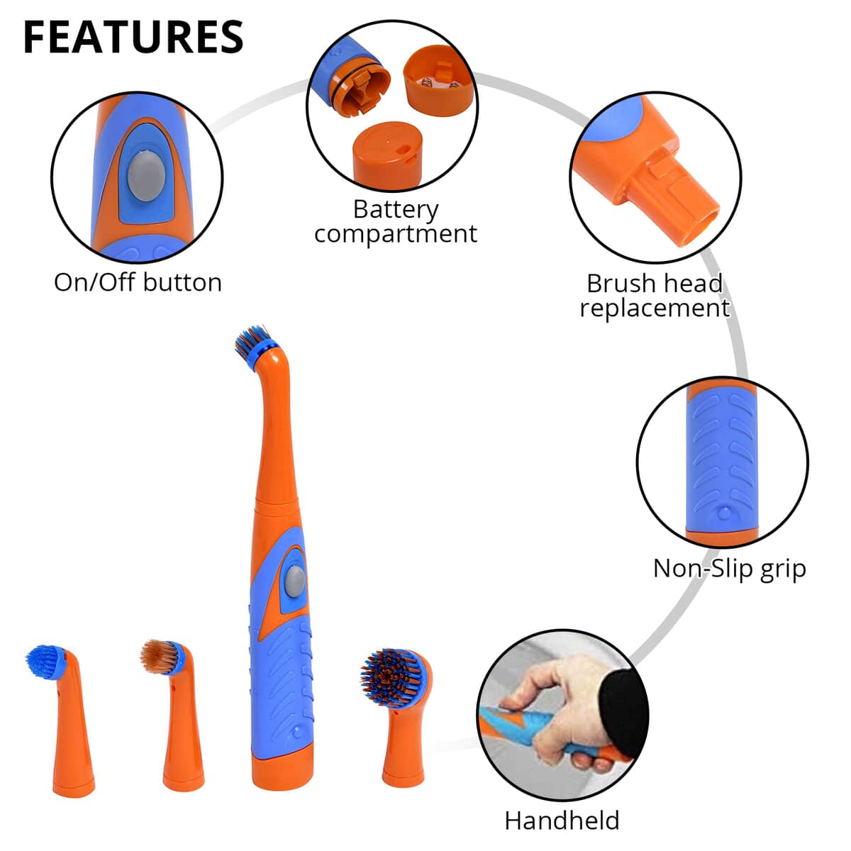 Sonic Scrubber Oscillating Cleaning Tool for Kitchen And Bathroom, Orange