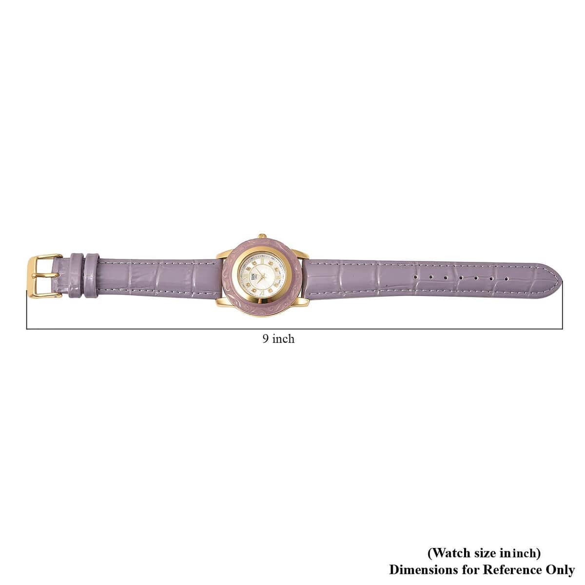 Eon 1962 Carved Purple Jade 17.65 ctw Swiss Movement Watch, White Topaz Accent Watch with Purple Leather Strap, Casual Bracelet Watch, Best Everyday Luxury Minimal Women's Watch, Analogue Watches 6.50-8.25 Inches image number 5