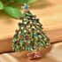 Multi Color Austrian Crystal Christmas Tree Brooch in Goldtone, Jewelry Gift For Women, Xmas Tree Pin image number 1