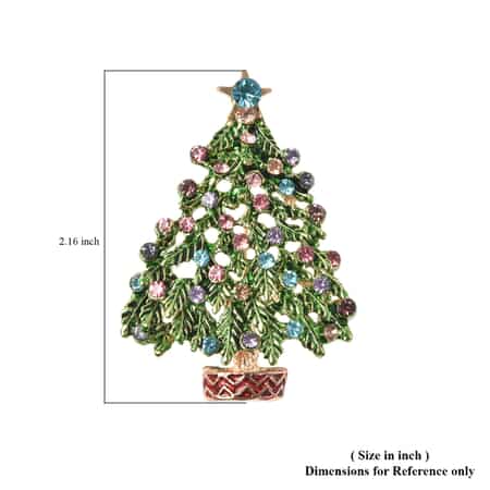Multi Color Austrian Crystal Christmas Tree Brooch in Goldtone, Jewelry Gift For Women, Xmas Tree Pin image number 4