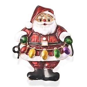 Multi Color Enameled Santa Claus Brooch in Goldtone, Jewelry Gift For Women, Santa Claus Pin