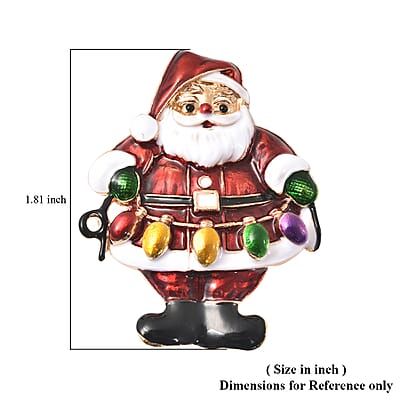 Multi Color Enameled Santa Claus Brooch in Goldtone, Jewelry Gift For Women, Santa Claus Pin