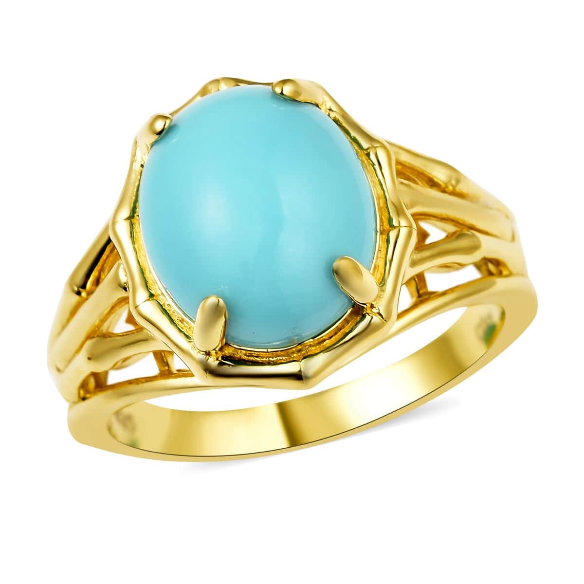 AMERICAN Natural Sleeping Beauty Turquoise Ring in Vermeil Yellow Gold Over Sterling Silver 4.00 ctw image number 0