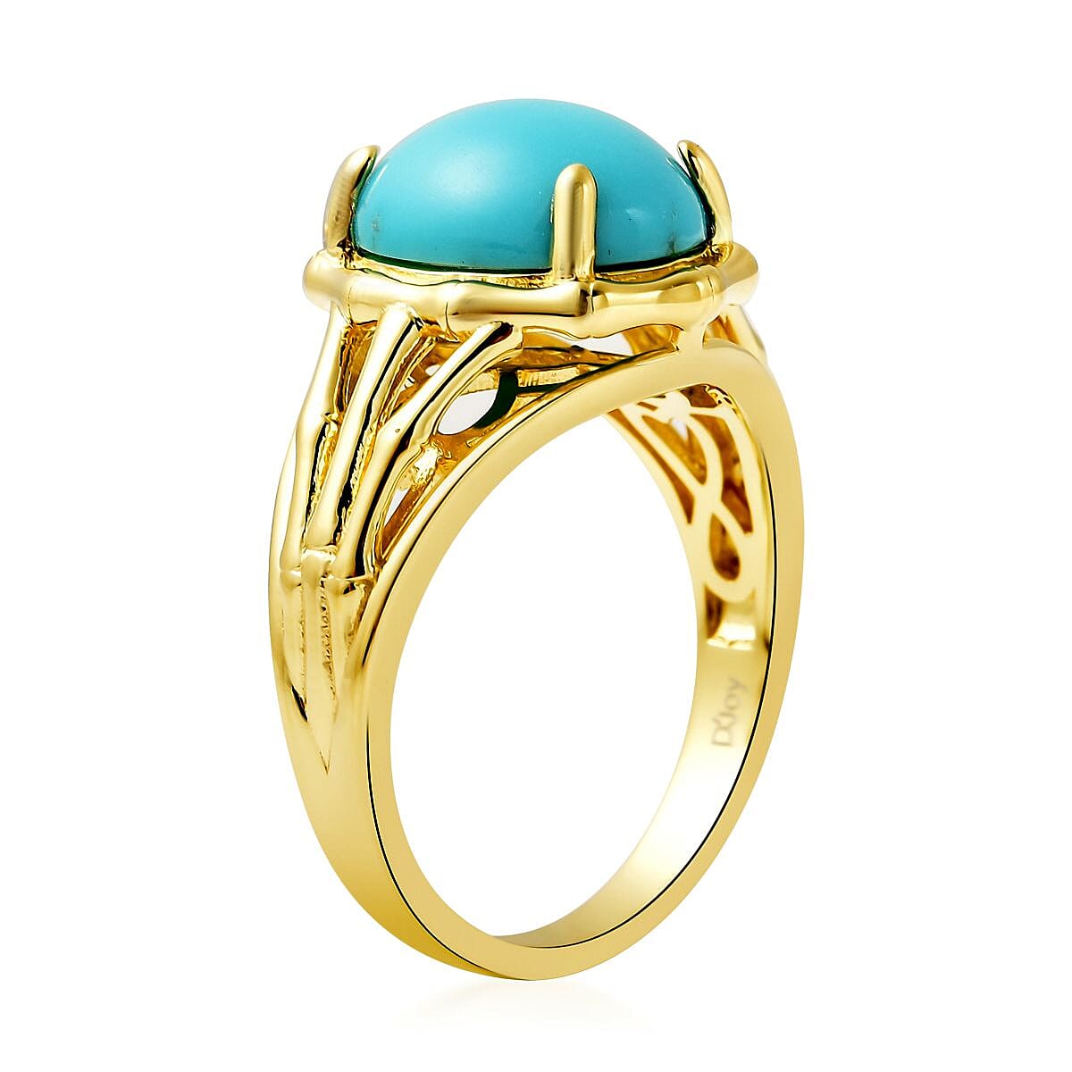 Sleeping Beauty Turquoise Ring in Vermeil Yellow Gold Over Sterling Silver (Size 10.0) 4.00 ctw