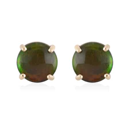 Luxoro 10K Yellow Gold Canadian Ammolite Solitaire Stud Earrings image number 0