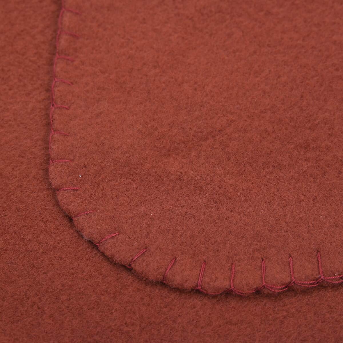 HOMESMART 2 in 1 Red Solid Fleece Travel Blanket (51"X67") with Folded Storage Pocket (Microfiber) image number 3