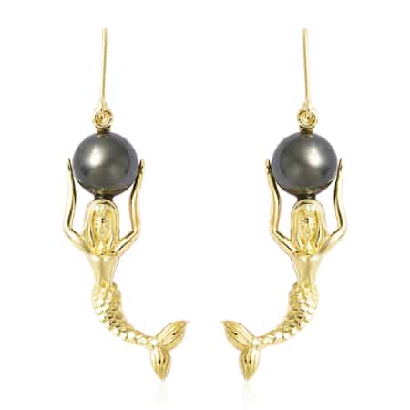 Tahitian Cultured Pearl Lever Back Mermaid Earrings in Vermeil Yellow Gold Over Sterling Silver 7.10 Grams image number 0