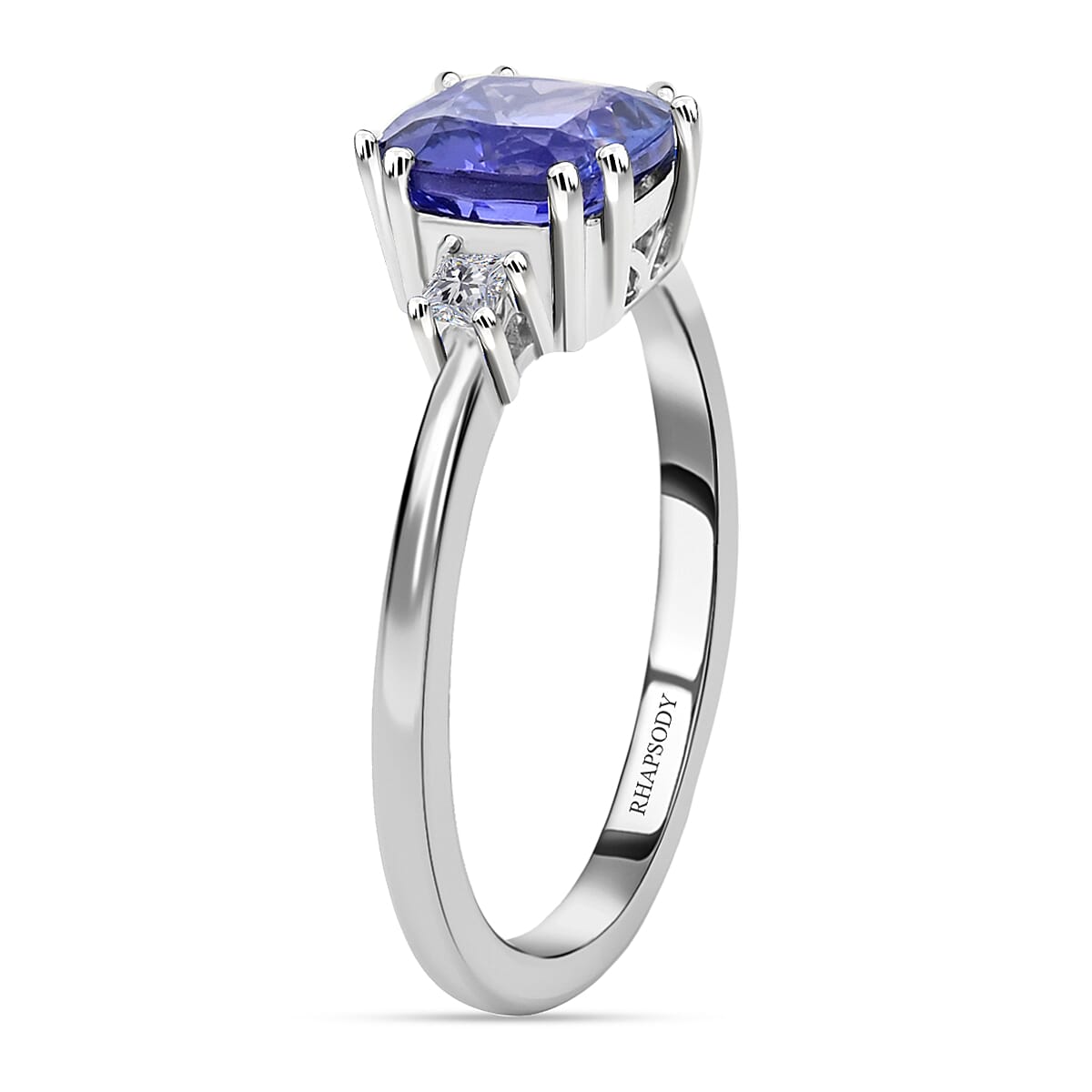 Rhapsody 950 Platinum AAAA Tanzanite and E-F VS Diamond Ring (Size 7.0) 4.45 Grams 1.80 ctw image number 2