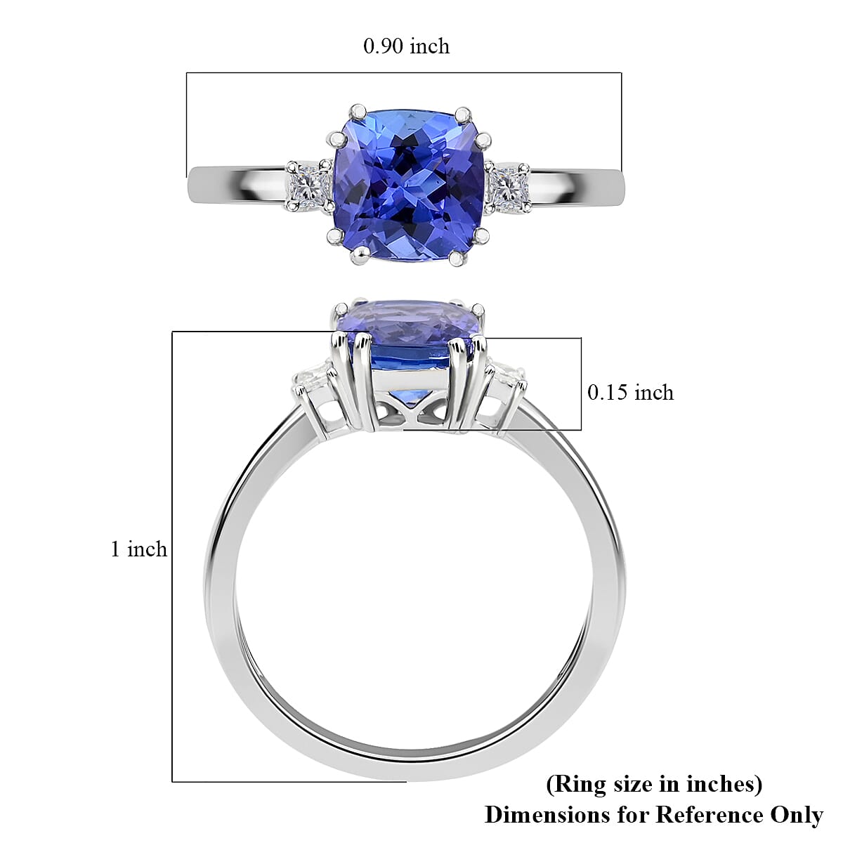 Rhapsody 950 Platinum AAAA Tanzanite and E-F VS Diamond Ring (Size 7.0) 4.45 Grams 1.80 ctw image number 4