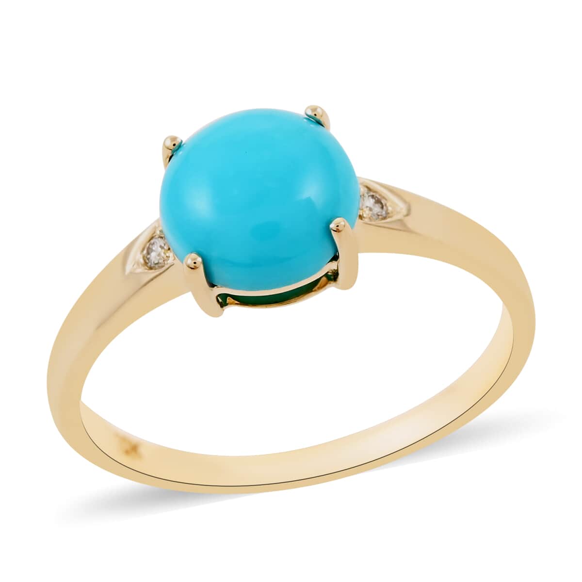 LUXORO 10K Yellow Gold AAA AMERICAN Natural Sleeping Beauty Turquoise and G-H I2 Diamond Ring 2.15 Grams 1.60 ctw image number 0