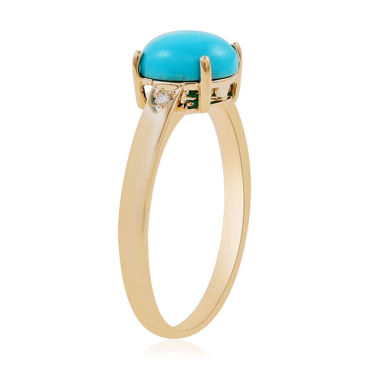 LUXORO 10K Yellow Gold AAA AMERICAN Natural Sleeping Beauty Turquoise and G-H I2 Diamond Ring 2.15 Grams 1.60 ctw image number 2