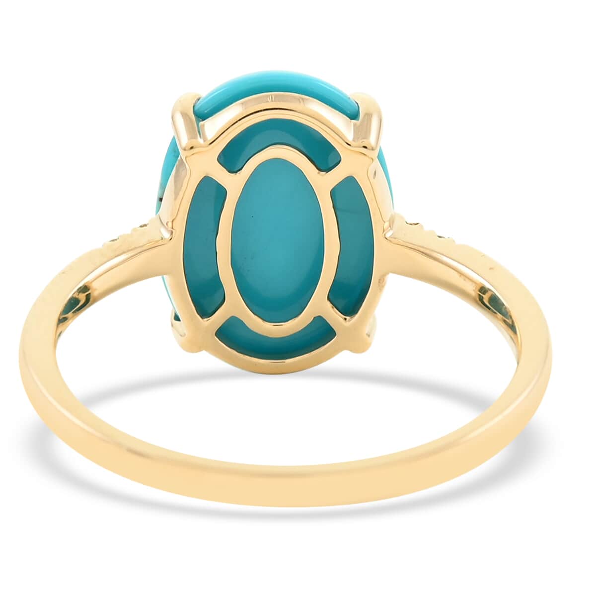 Luxoro 10K Yellow Gold AAA Sleeping Beauty Turquoise and G-H I2 Diamond Ring (Size 8.0) 4.60 ctw image number 2