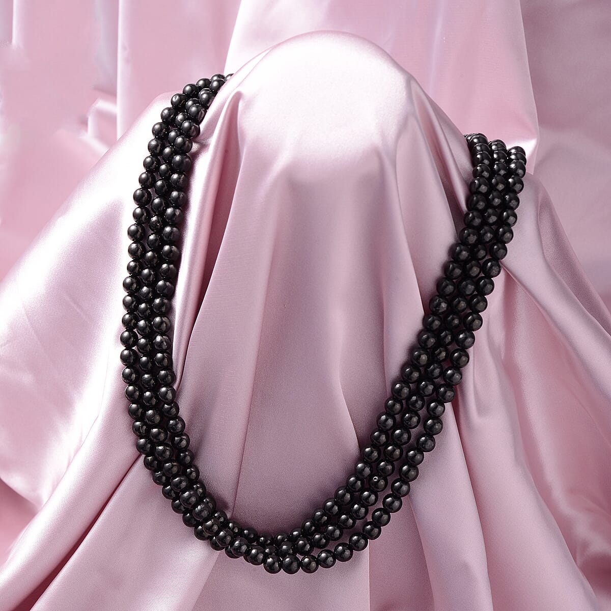 Shungite 5-7mm Beaded Necklace 60 inches 391.00 ctw image number 1
