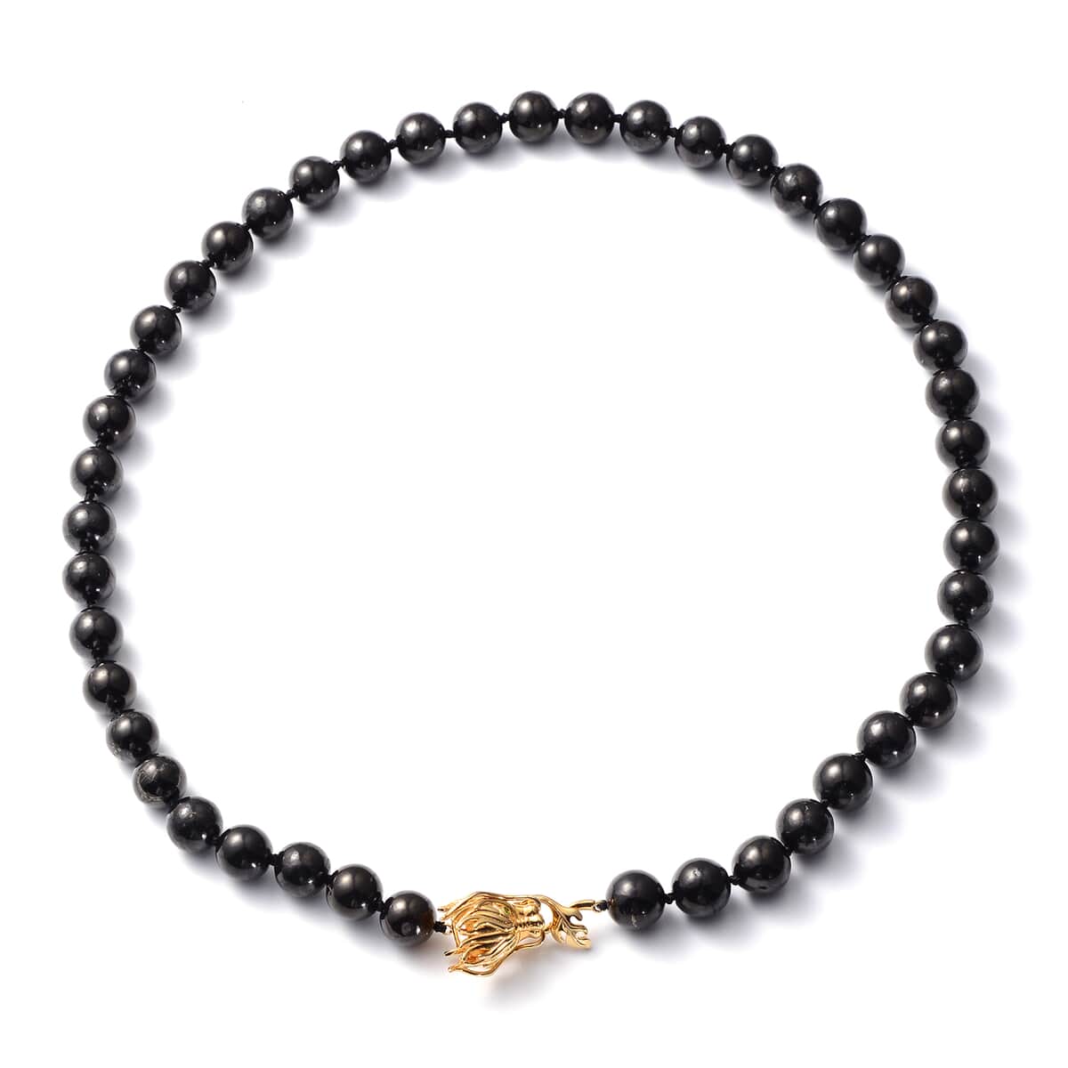 Shungite Beaded Necklace with Dragon Charm 20 Inches in Vermeil Yellow Gold Over Sterling Silver 288.50 ctw image number 0