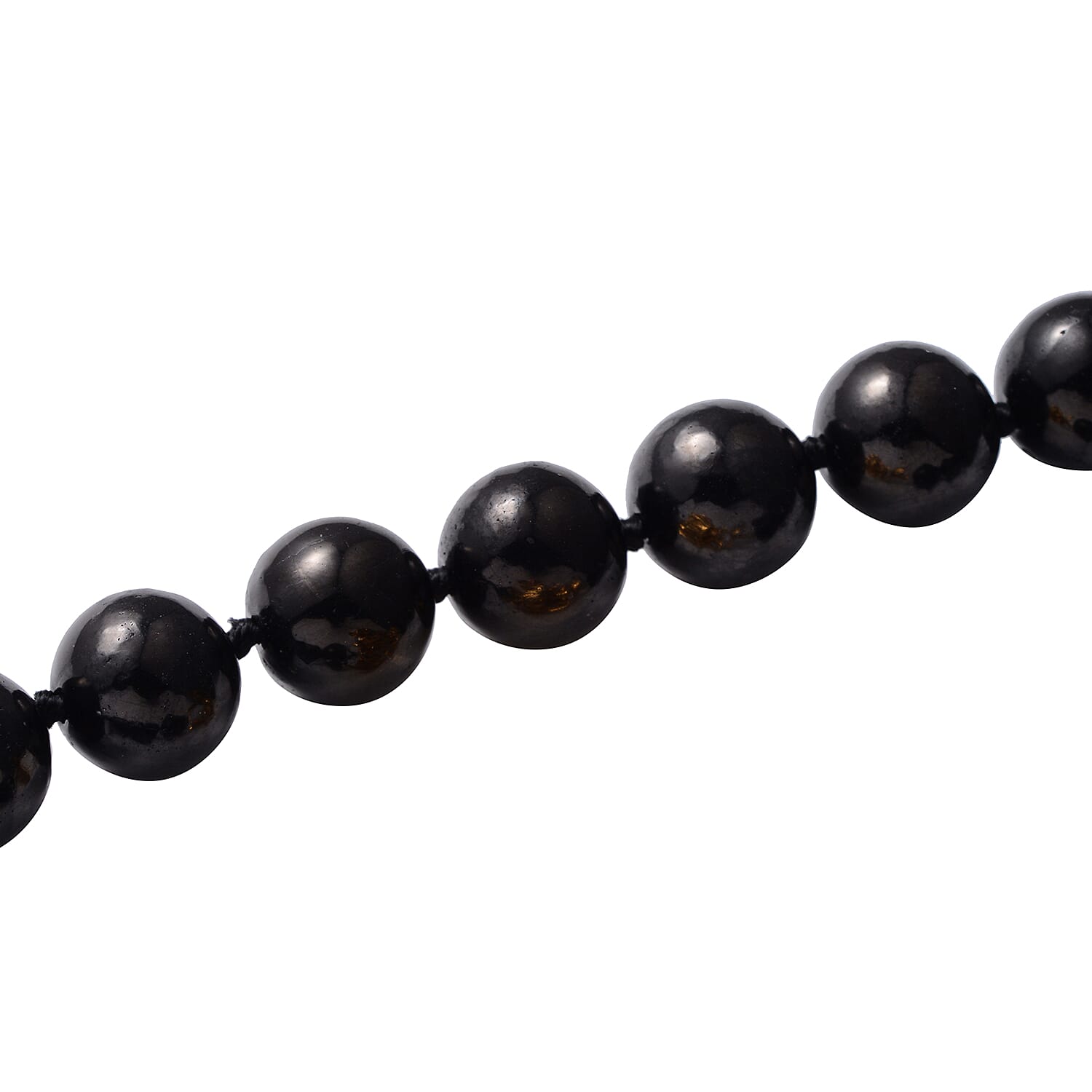 Shungite Beaded Necklace with Dragon Charm 20 Inches in Vermeil Yellow Gold Over Sterling Silver 288.50 ctw