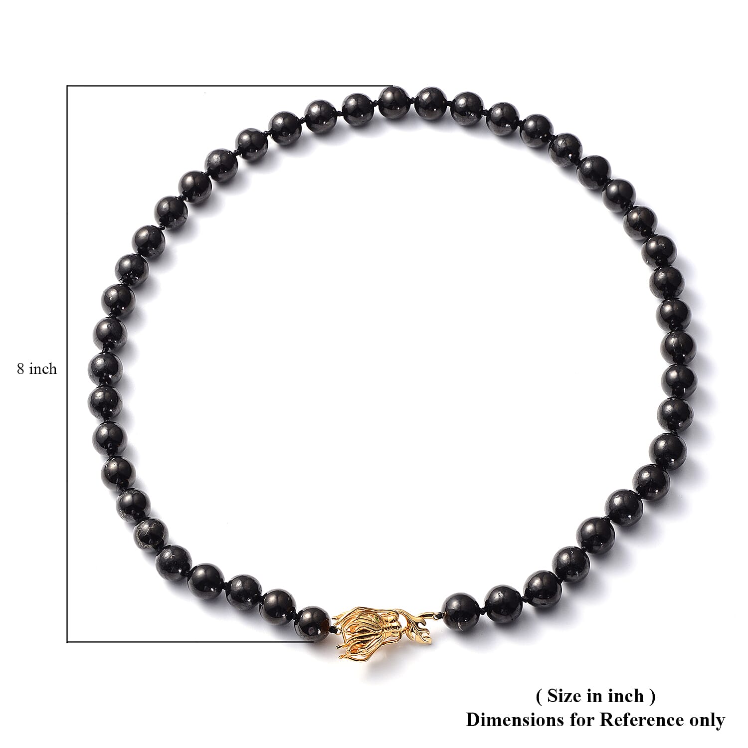 Shungite Beaded Necklace with Dragon Charm 20 Inches in Vermeil Yellow Gold Over Sterling Silver 288.50 ctw