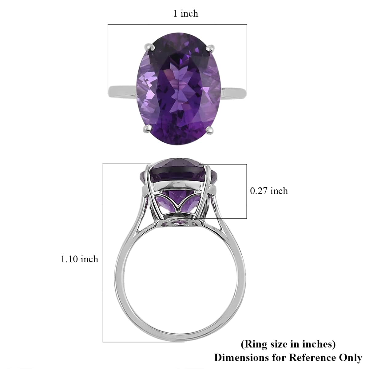 LUXORO 10K White Gold AAA Lusaka Amethyst Solitaire Ring (2.75 g) 9.15 ctw image number 4