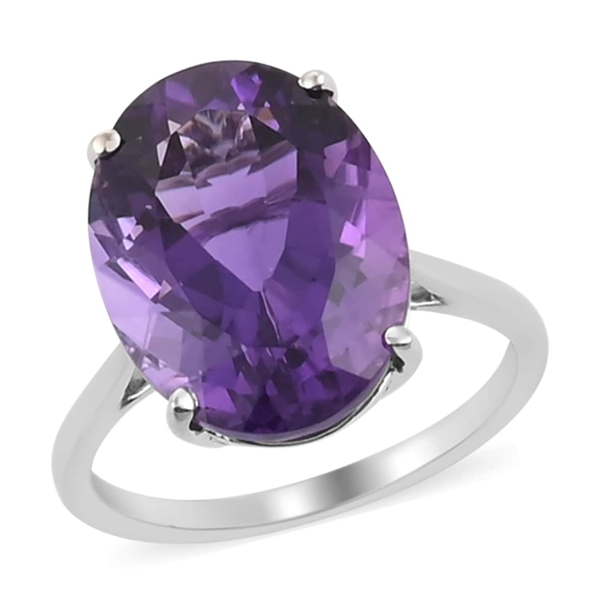 Luxoro 10K White Gold AAA Lusaka Amethyst Solitaire Ring (Size 7.0) 9.15 ctw image number 0