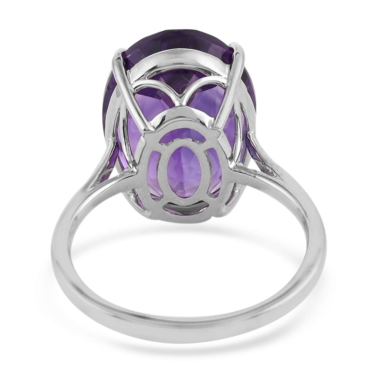 Luxoro 10K White Gold AAA Lusaka Amethyst Solitaire Ring (Size 7.0) 9.15 ctw image number 3