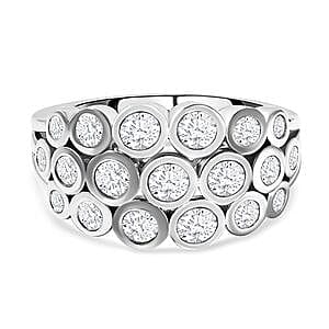 Moissanite 1.31 ctw Ring in Rhodium Over Sterling Silver (Size 5.5)