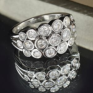 Moissanite 1.31 ctw Ring in Rhodium Over Sterling Silver (Size 5.5)