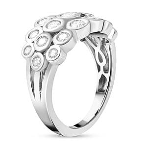 Moissanite 1.31 ctw Ring in Rhodium Over Sterling Silver (Size 5.5)