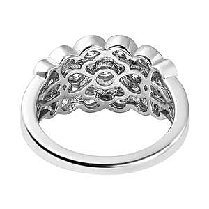 Moissanite 1.31 ctw Ring in Rhodium Over Sterling Silver (Size 5.5)