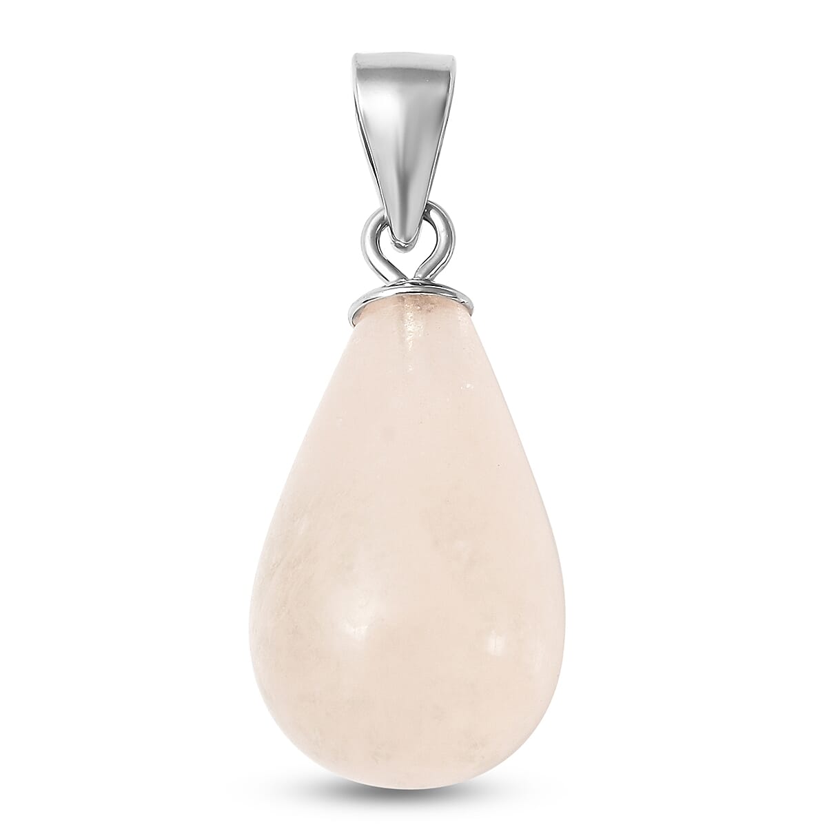 Pink Morganite Drop Shape Pendant in Rhodium Over Sterling Silver 10.00 ctw