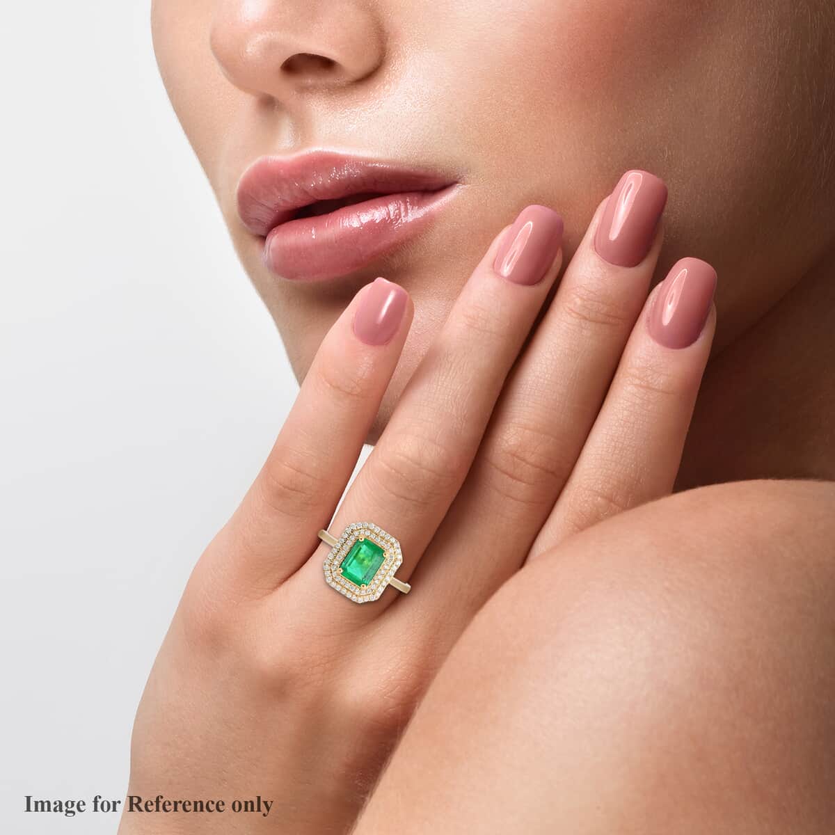 Iliana 18K Yellow Gold AAA Kagem Zambian Emerald and G-H SI Diamond Ring (Size 7.0) 2.00 ctw image number 2